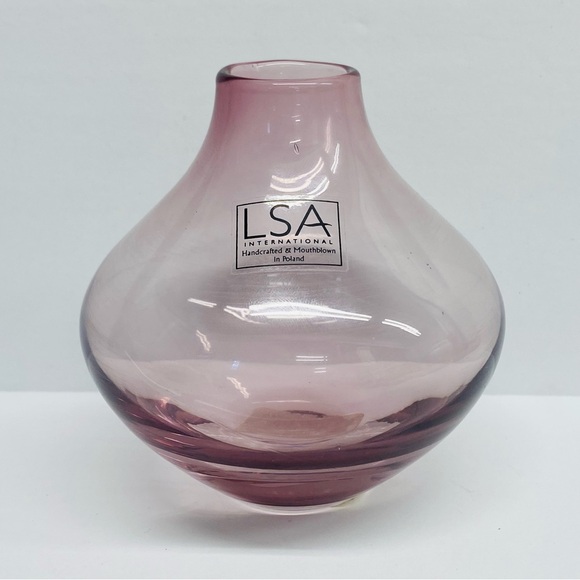 LSA International Vase Made In Poland Purple Glass Handcrafted Mouth Blown - Picture 1 of 8